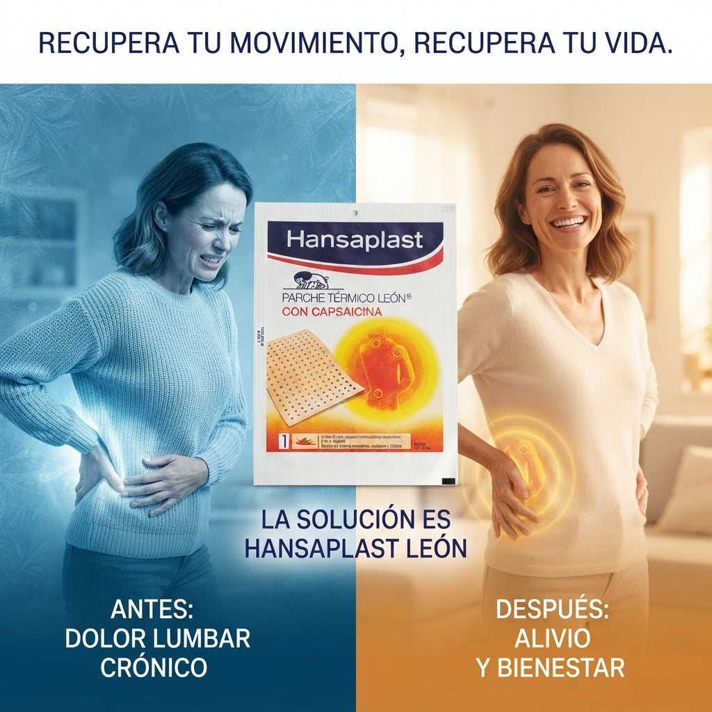 Parche Térmico León - Acción Transdérmica Contra el Dolor Crónico de Espalda - Pack x10