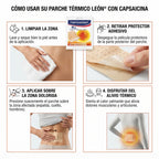 Parche Térmico León - Acción Transdérmica Contra el Dolor Crónico de Espalda - Pack x10