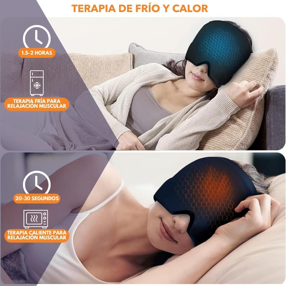 MigraCalm Max – Gorro de Gel Frío para Alivio de Migrañas y Estrés