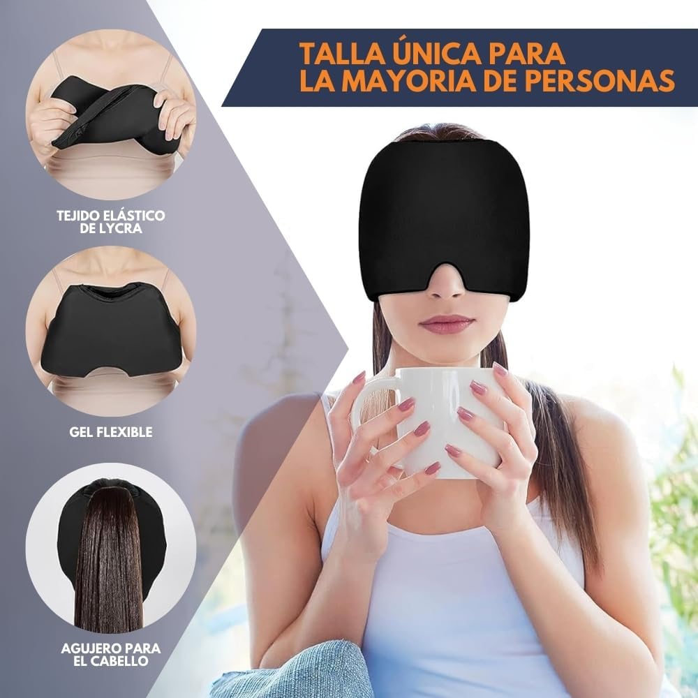 MigraCalm Max – Gorro de Gel Frío para Alivio de Migrañas y Estrés