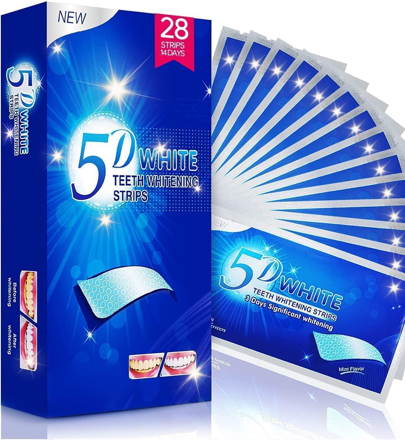 LumaWhite Max - Kit de Blanqueamiento Dental en Casa 5D Whitestrips Efecto Rápido