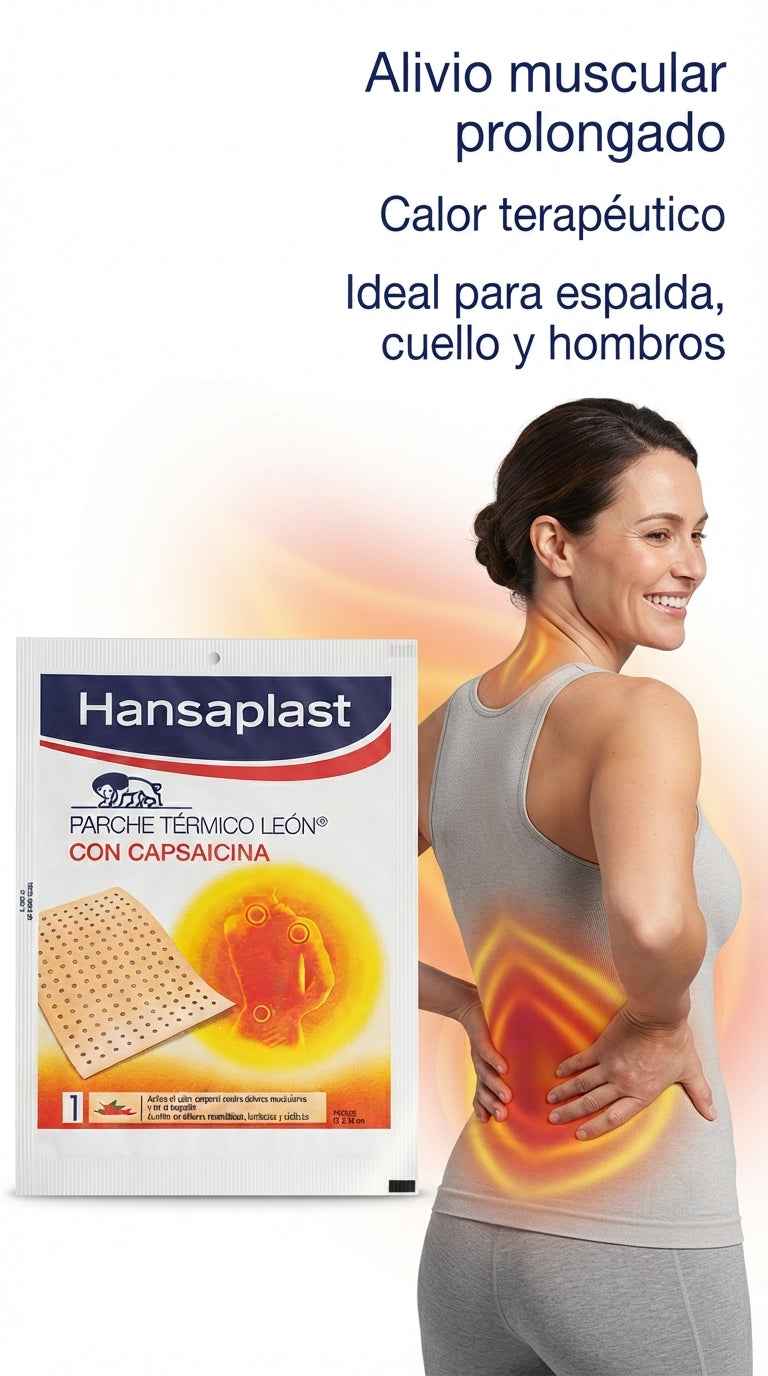 Parche Térmico León - Acción Transdérmica Contra el Dolor Crónico de Espalda - Pack x10